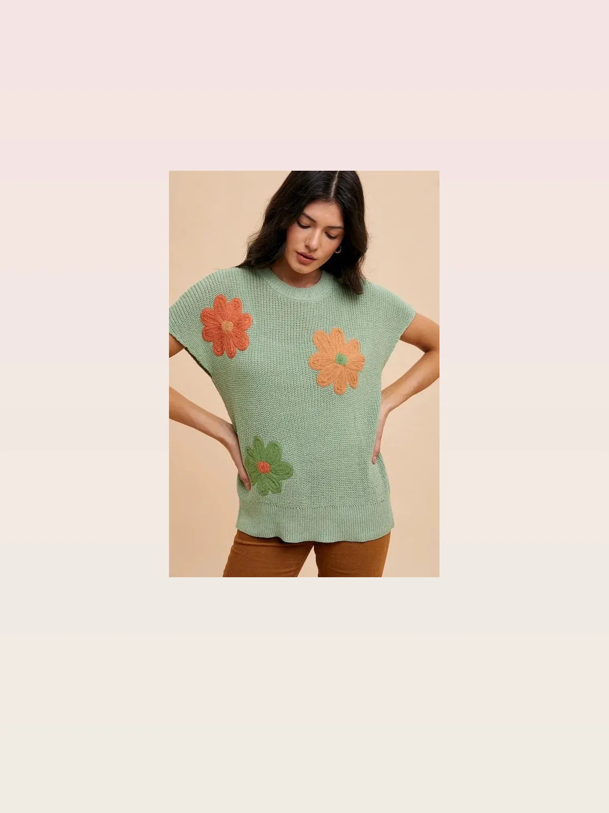 Floral Embroidered Dolman Sleeve Knit Top