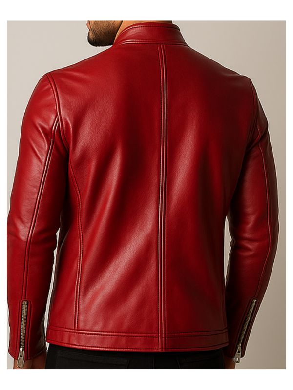 Men's Red Arthur Leather Biker Jacket