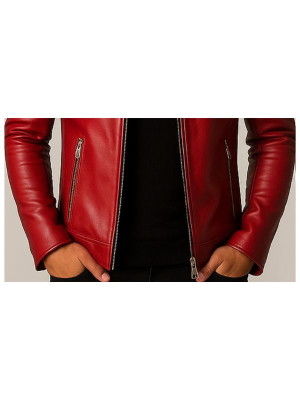 Men's Red Arthur Leather Biker Jacket