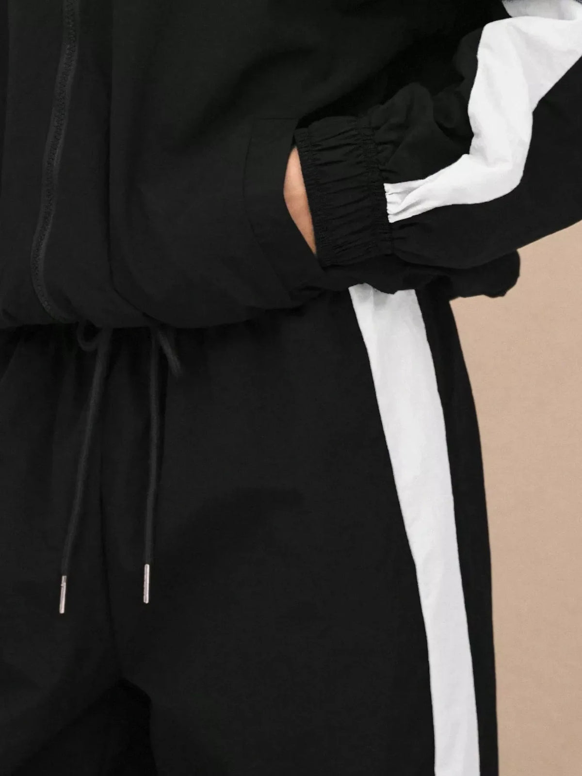 Color-Block Tracksuit and Wide-Leg Pants Set