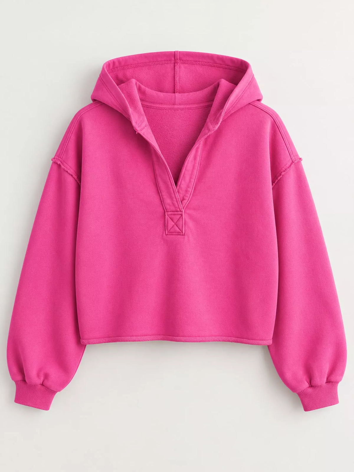 Dropped Shoulder Cropped Hoodie