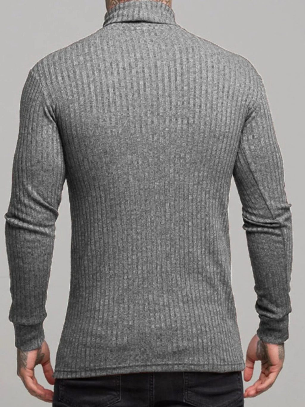 Men's Ribbed Turtleneck Long Sleeve Sweater