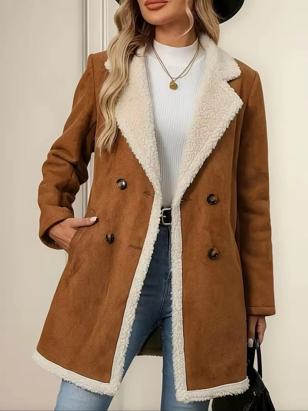 Double-Breasted Suede Outerwear