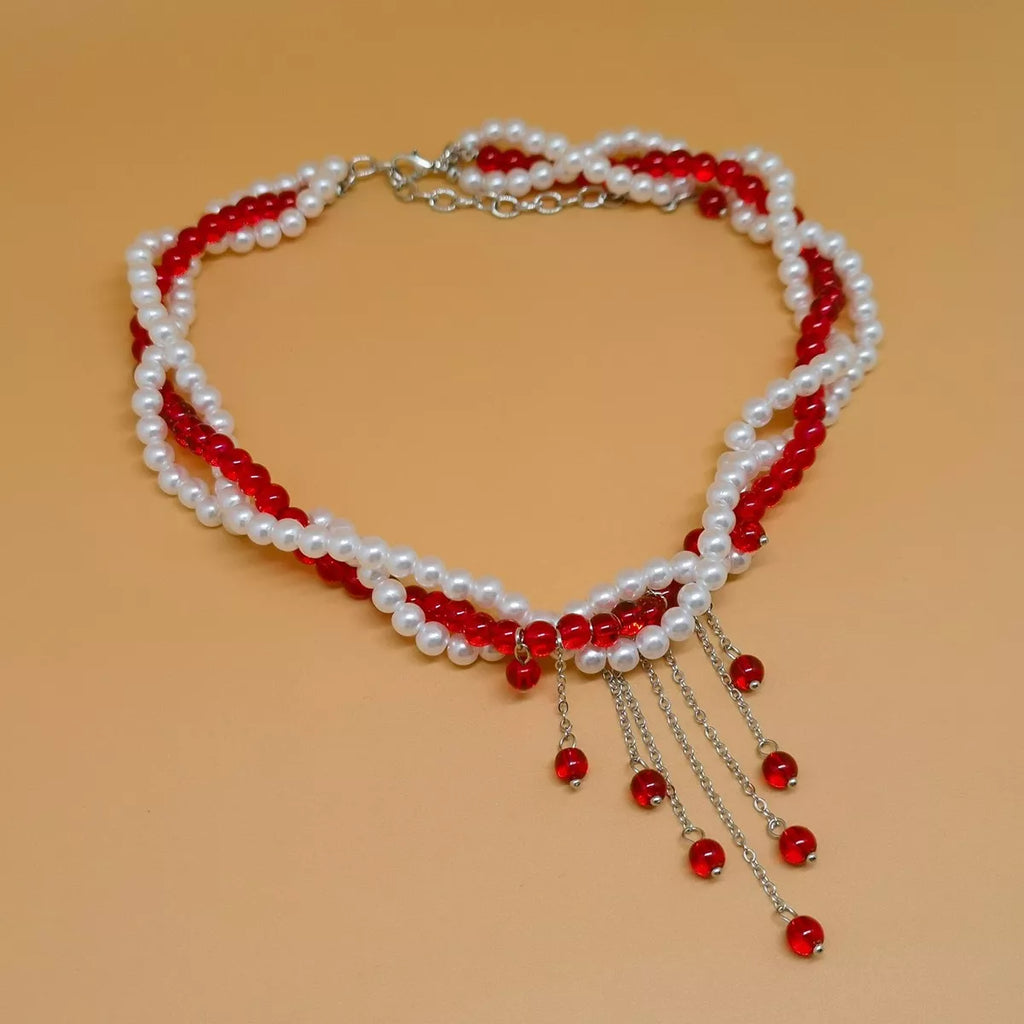 Twisted Bead Tassel Necklace