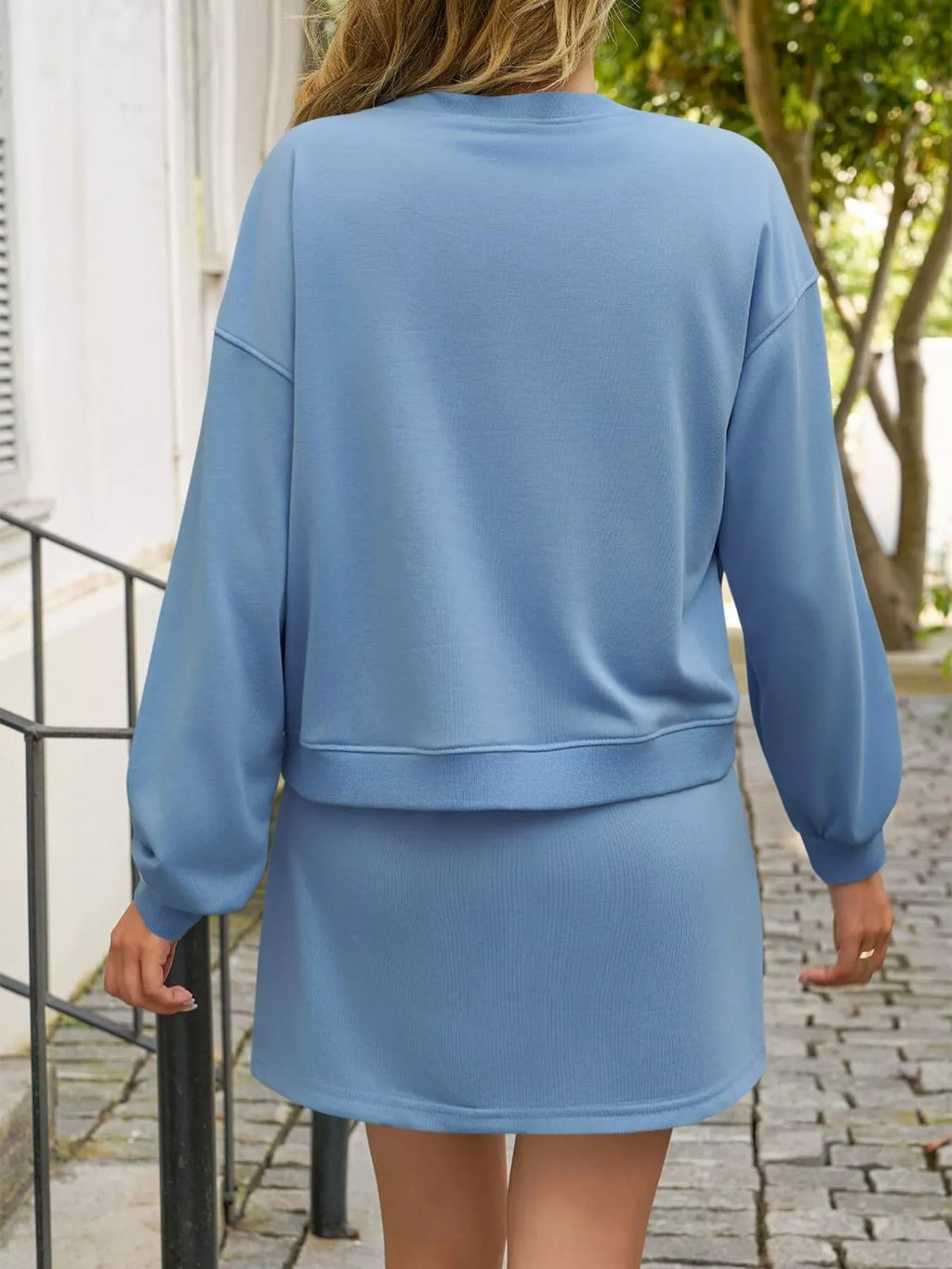 Long Sleeve Sweatshirt and Split Skort Set