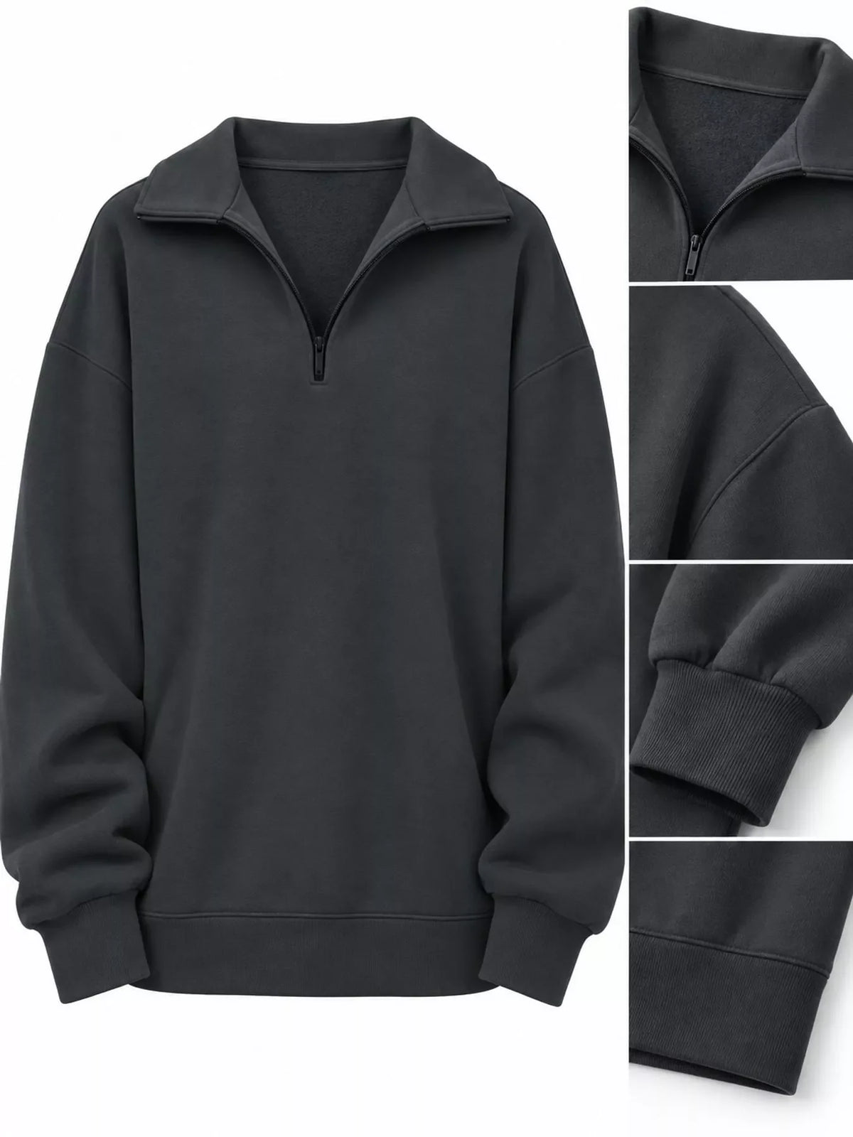 Full Size Quarter-Zip Dropped Shoulder Sweatshirt Plus Size