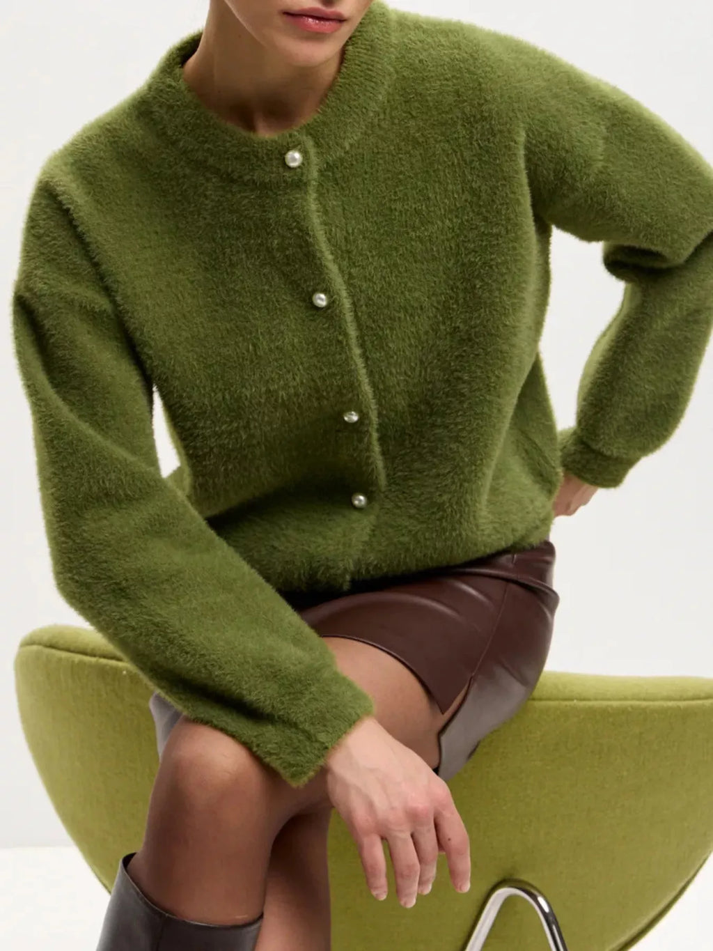 Fuzzy Knit Button Down Cardigan