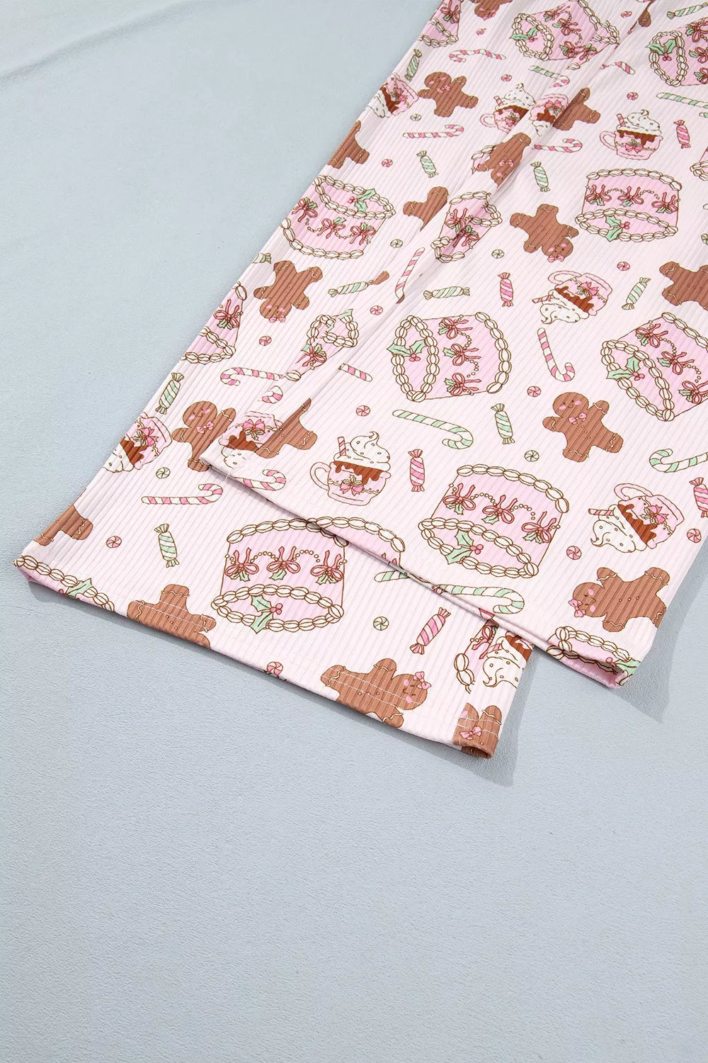Abstract Christmas Print Long Sleeve Two Piece Lounge Set