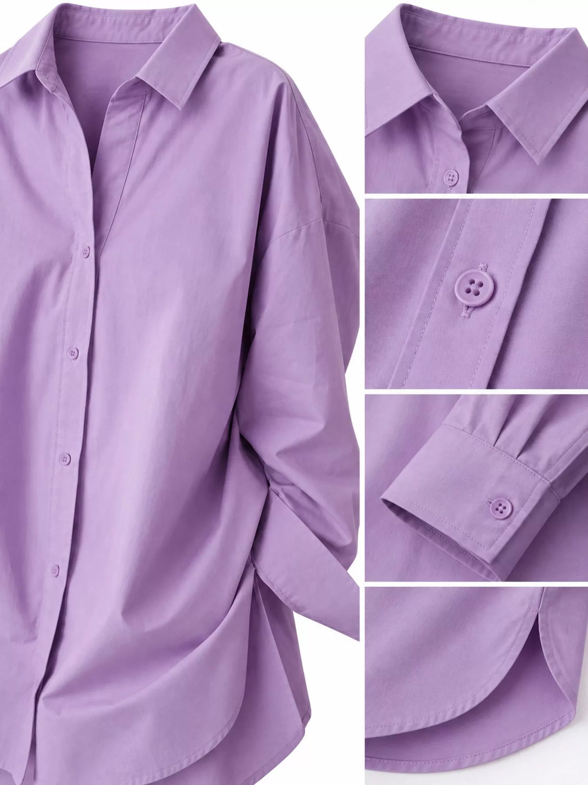 Full Size Oversized Button-Down Long Sleeve Shirt Plus Size