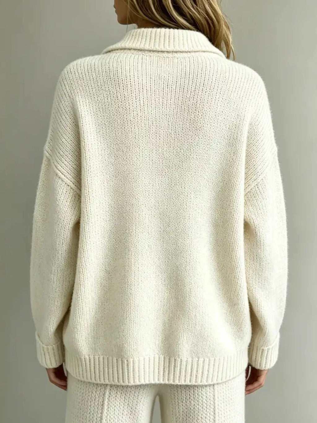 Full Size Button Detail Dropped Shoulder Sweater Plus Size