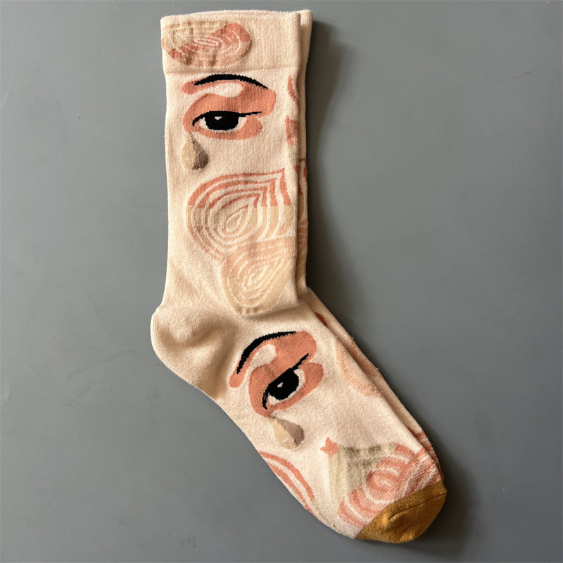 Retro-style Fun Mid-calf Socks For Men And Women