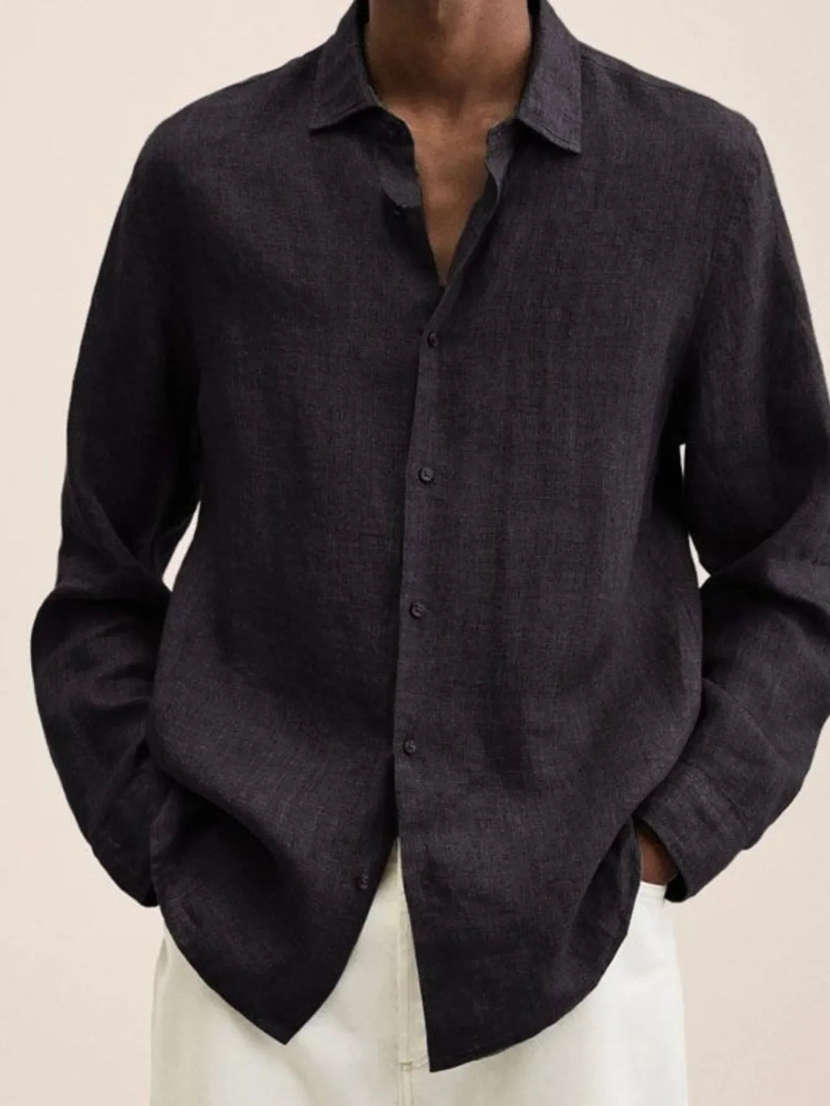 Men's Full Size Button-Down Long Sleeve Shirt Plus Size