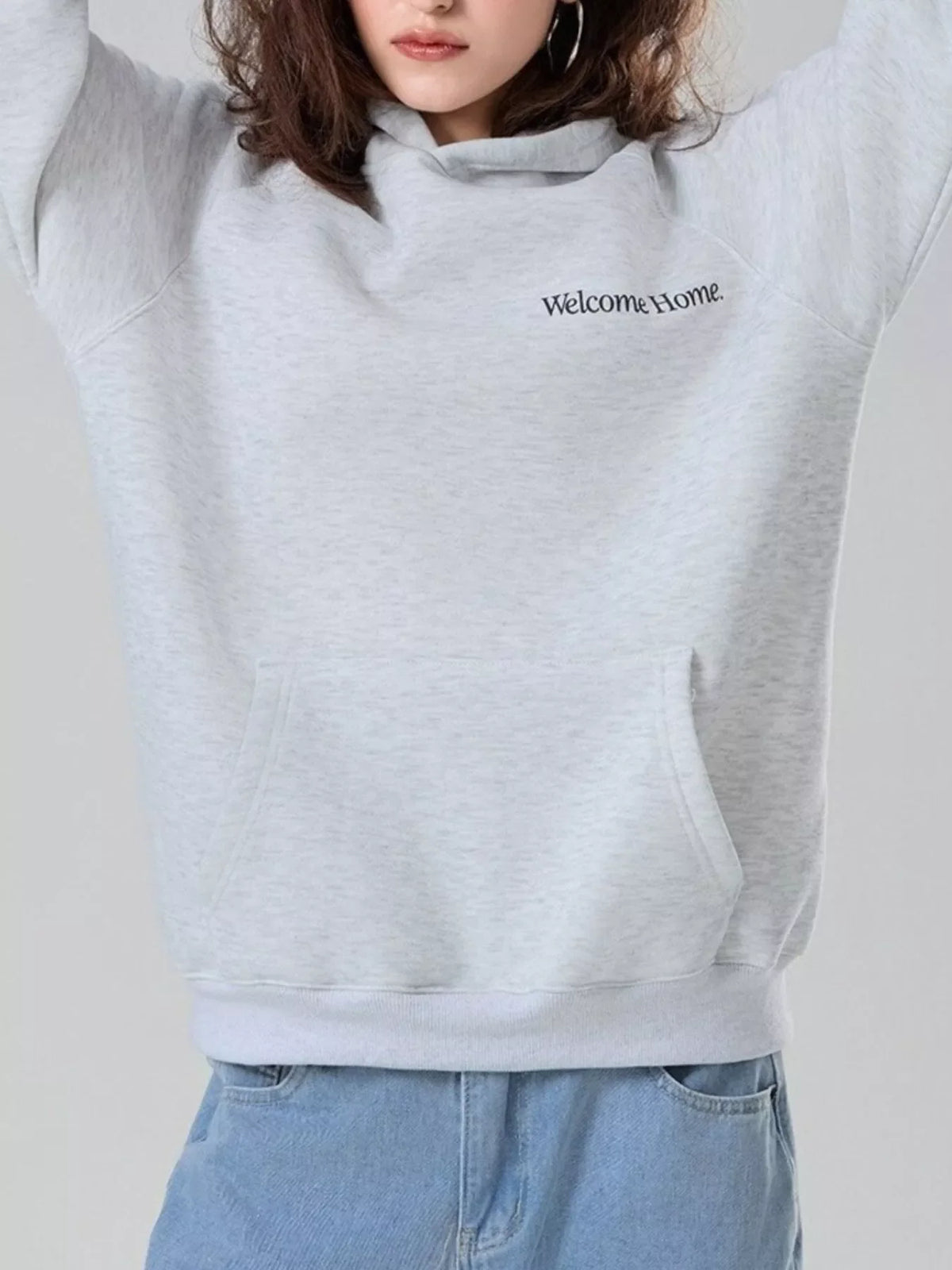 'Welcome Home' Graphic Raglan Sleeve Hoodie