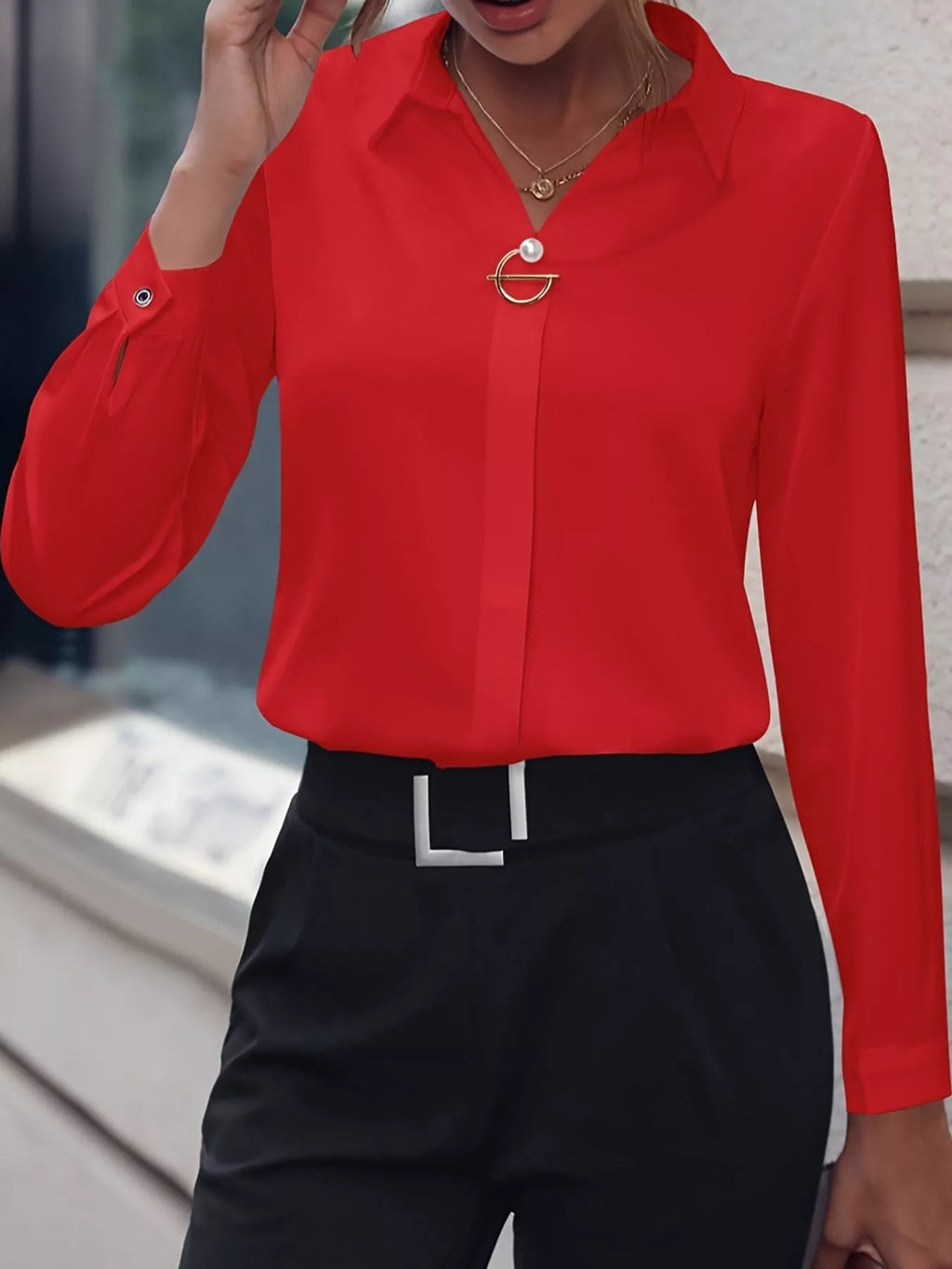 Long Sleeve Satin Blouse