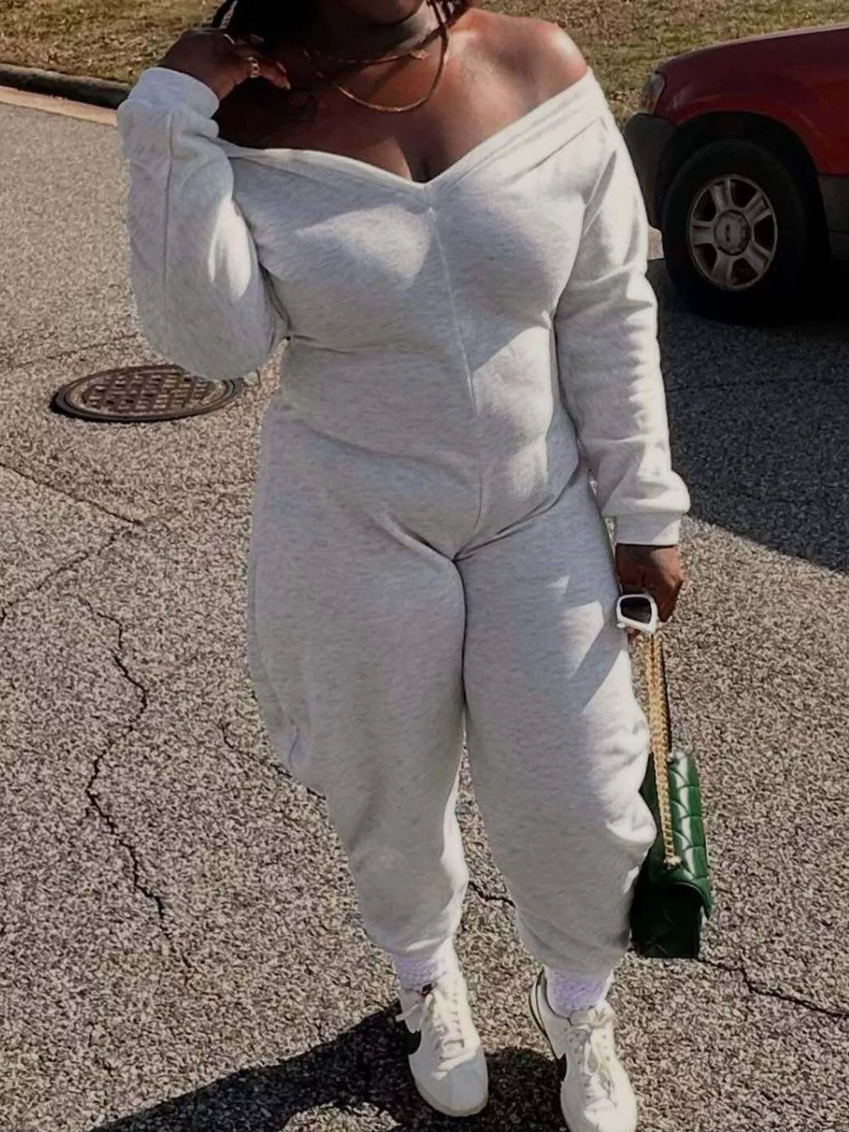 Off-Shoulder Long Sleeve Casual Jumpsuit