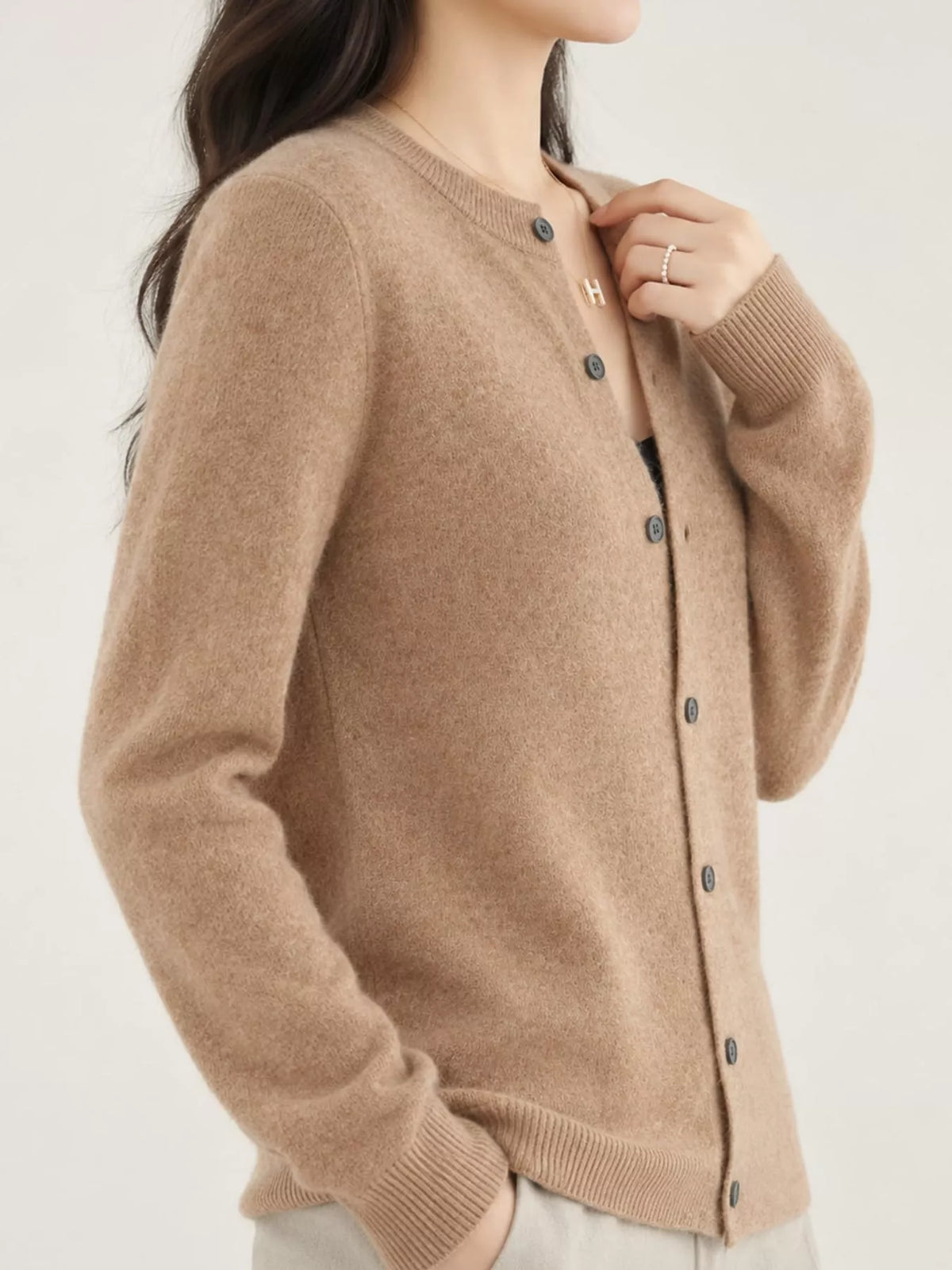 Classic Crew Neck Knit Cardigan