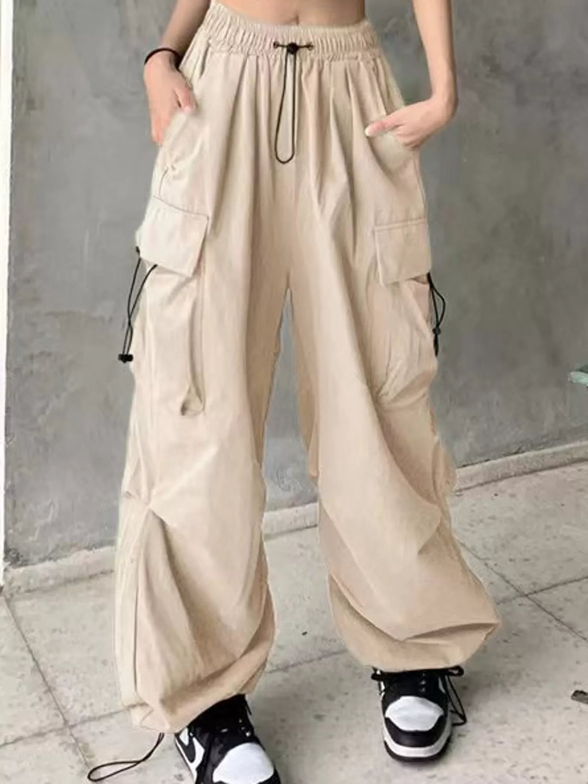 Full Size Drawstring Cargo Pants Plus Size