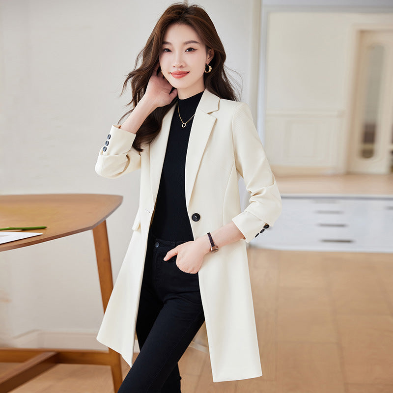 Black Mid-length Suit Trench Coat Coat For Women