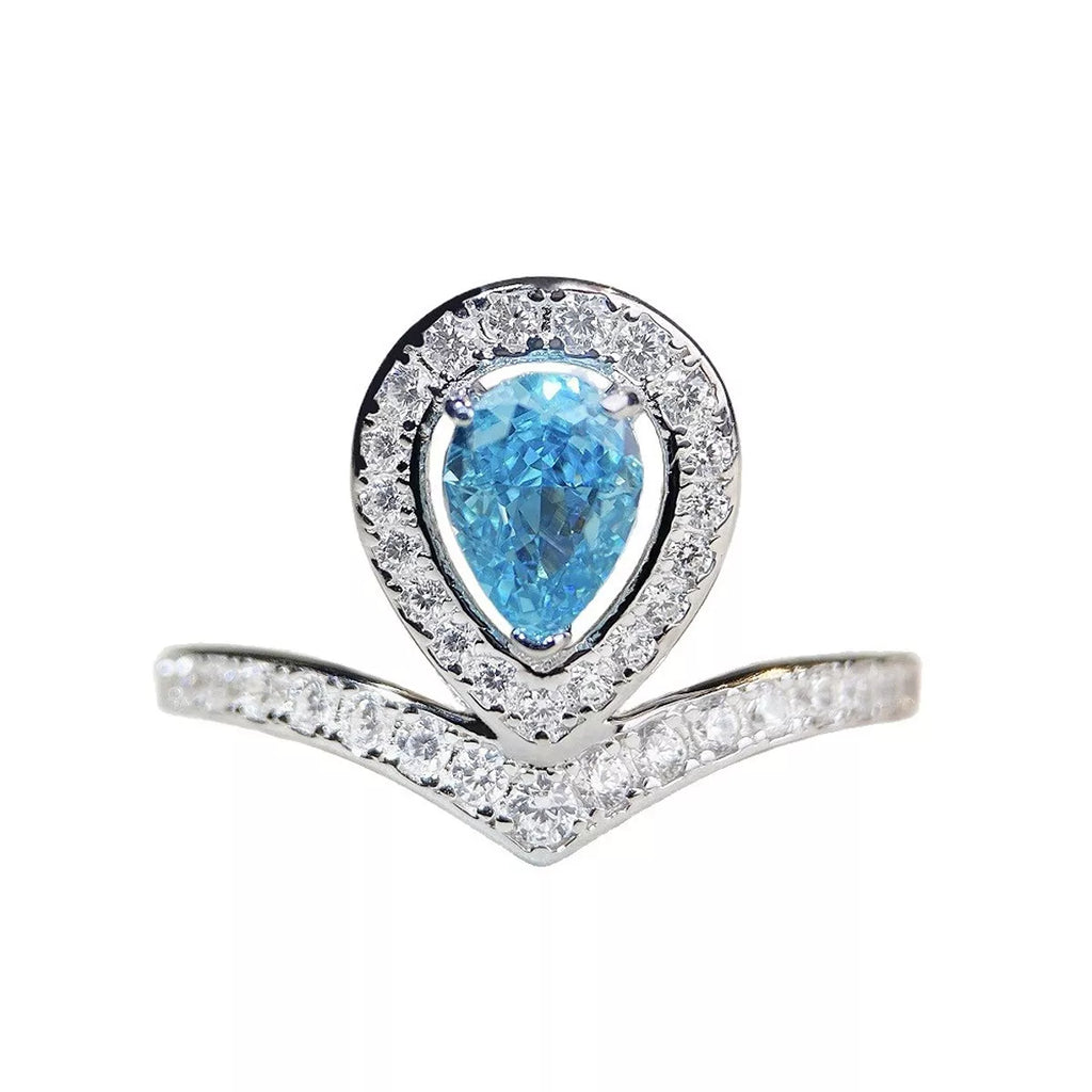 925 Sterling Silver Zircon Teardrop Ring