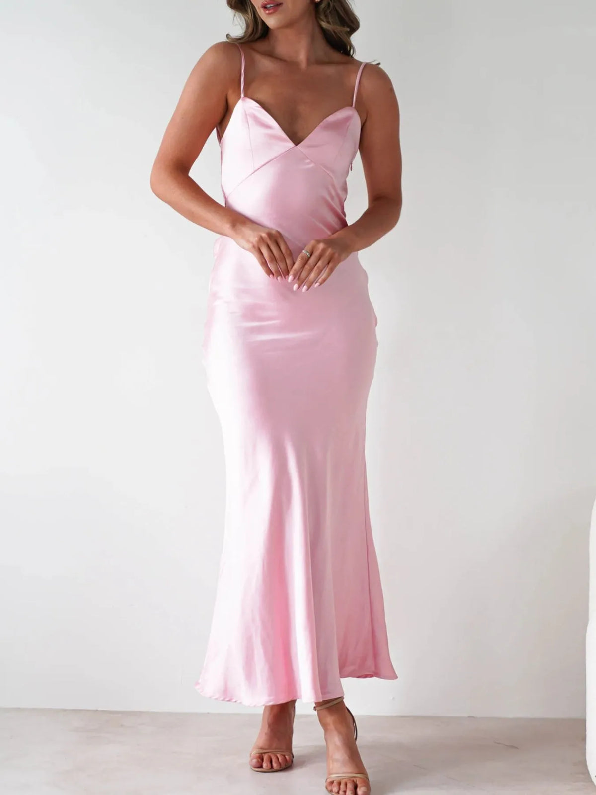 Satin Backless Cami Dress
