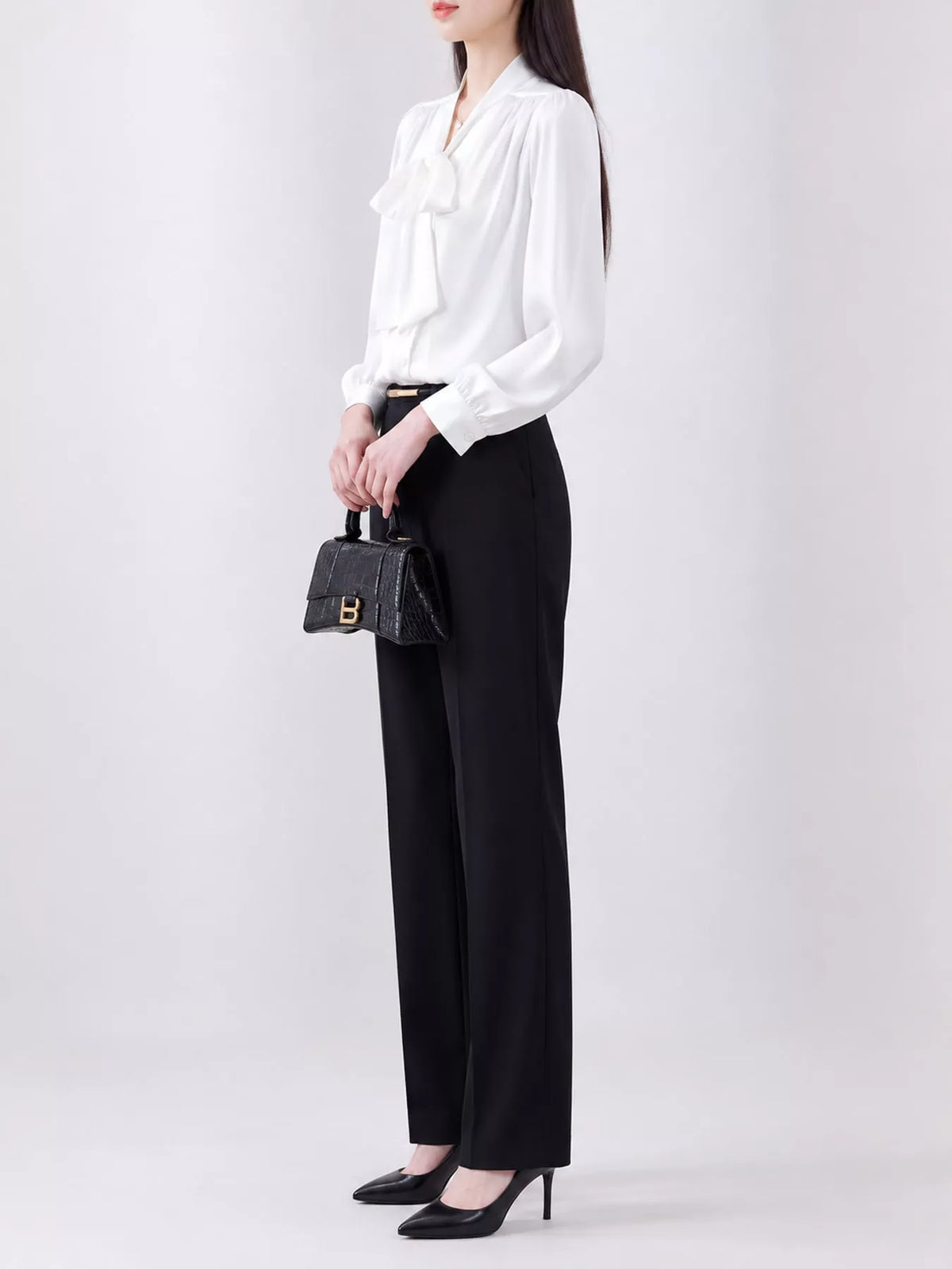 Full Size Tie Front Long Sleeve Shirt Plus Size