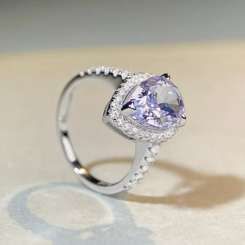 925 Sterling Silver Zircon Teardrop Ring