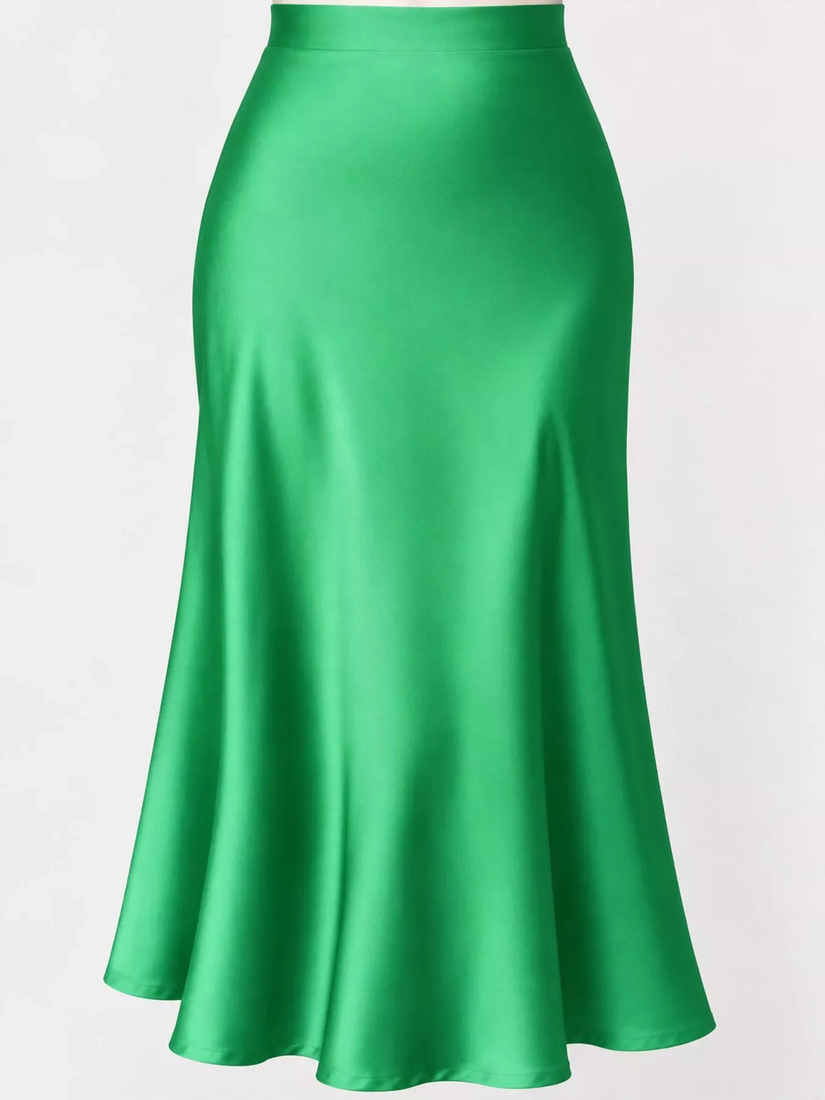 High-Waisted Satin Midi Skirt