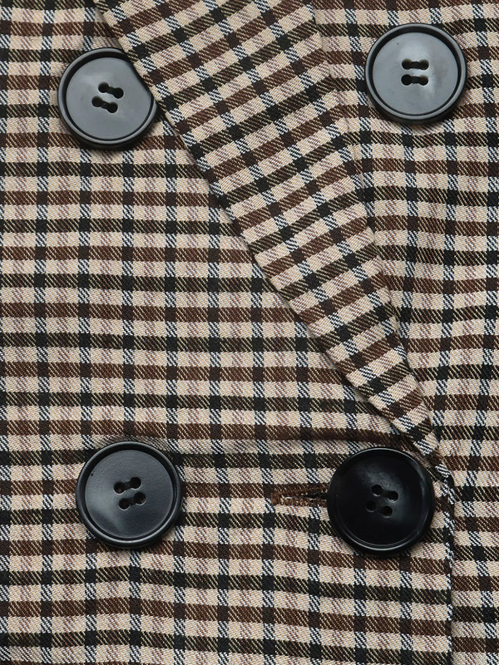 Plaid Lapel Collar Double-Breasted Blazer