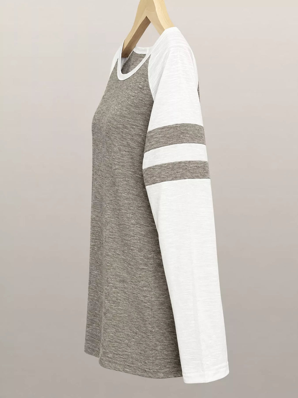 Full Size Color-Block Raglan Sleeve Striped T-Shirt Plus Size