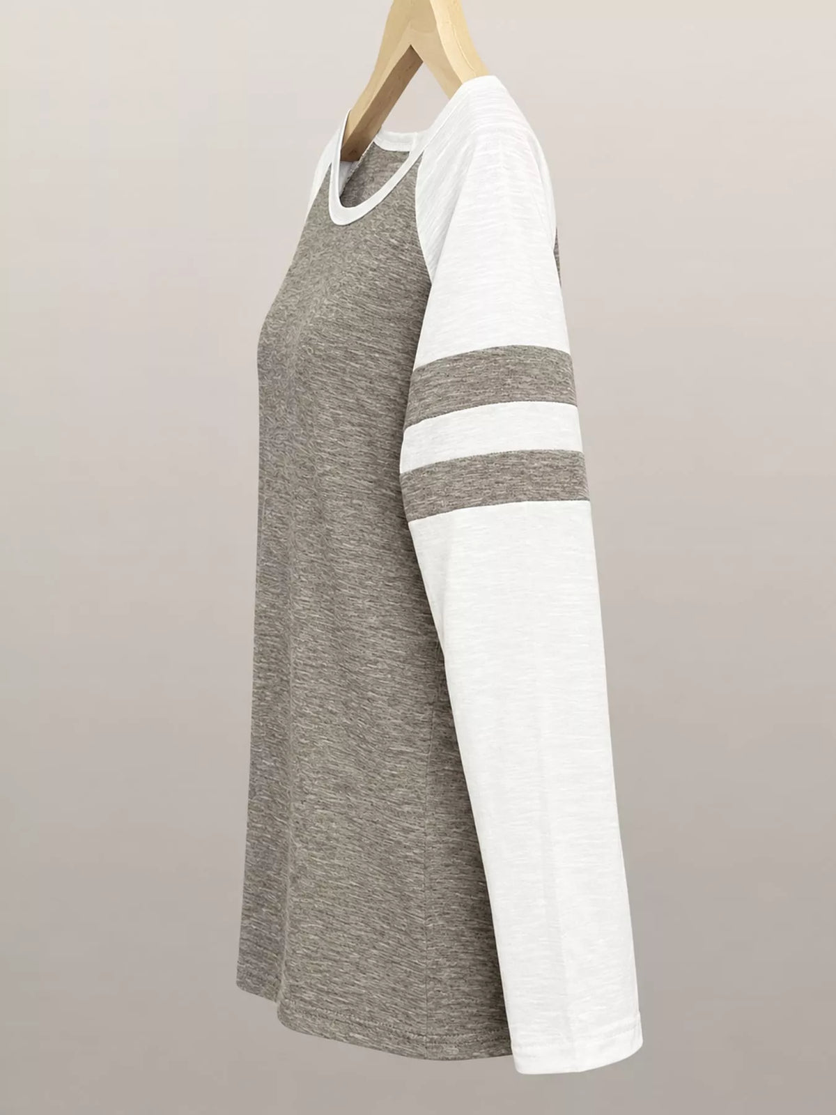 Full Size Color-Block Raglan Sleeve Striped T-Shirt Plus Size