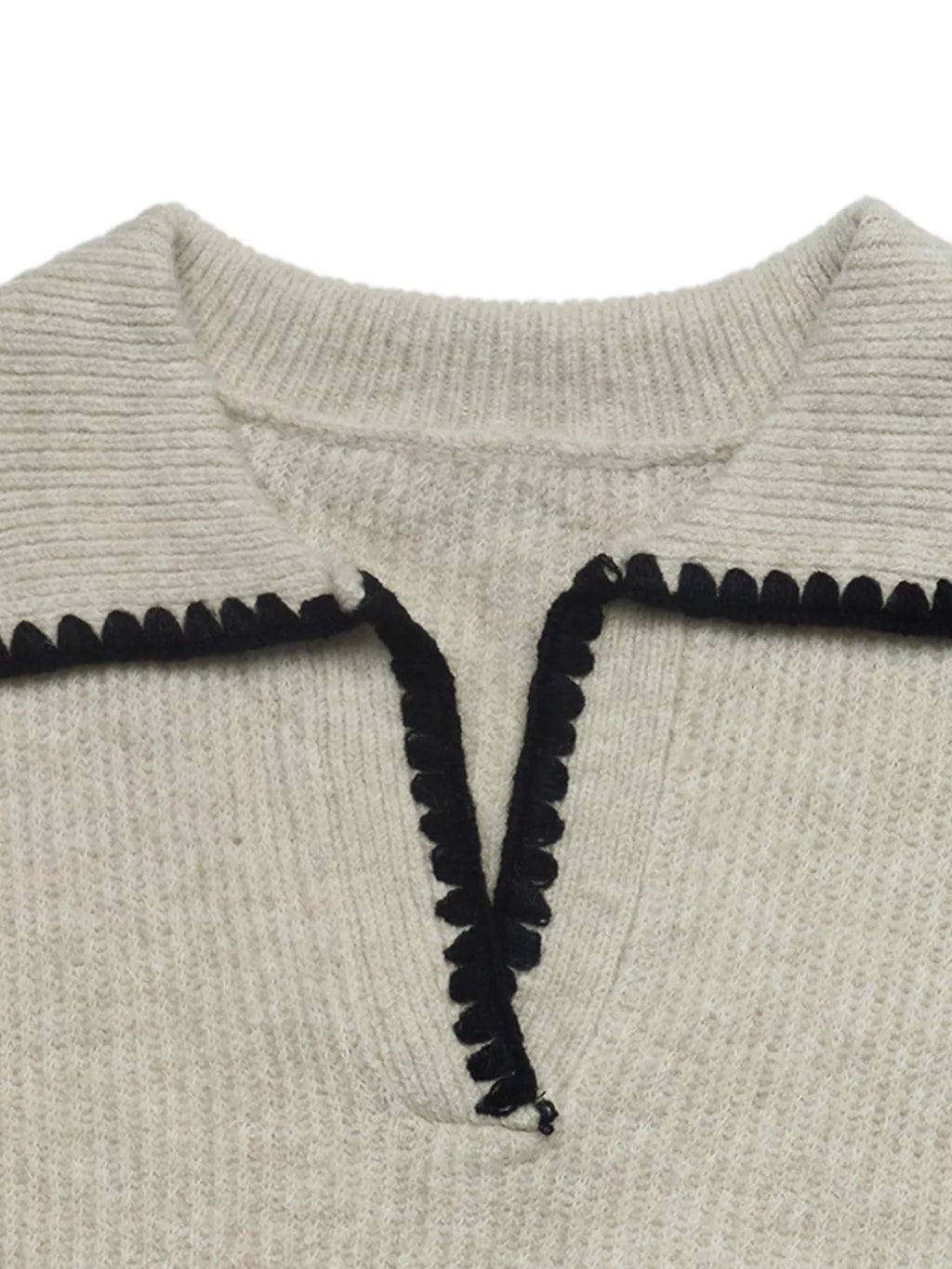 Contrast Trim Dropped Shoulder Sweater