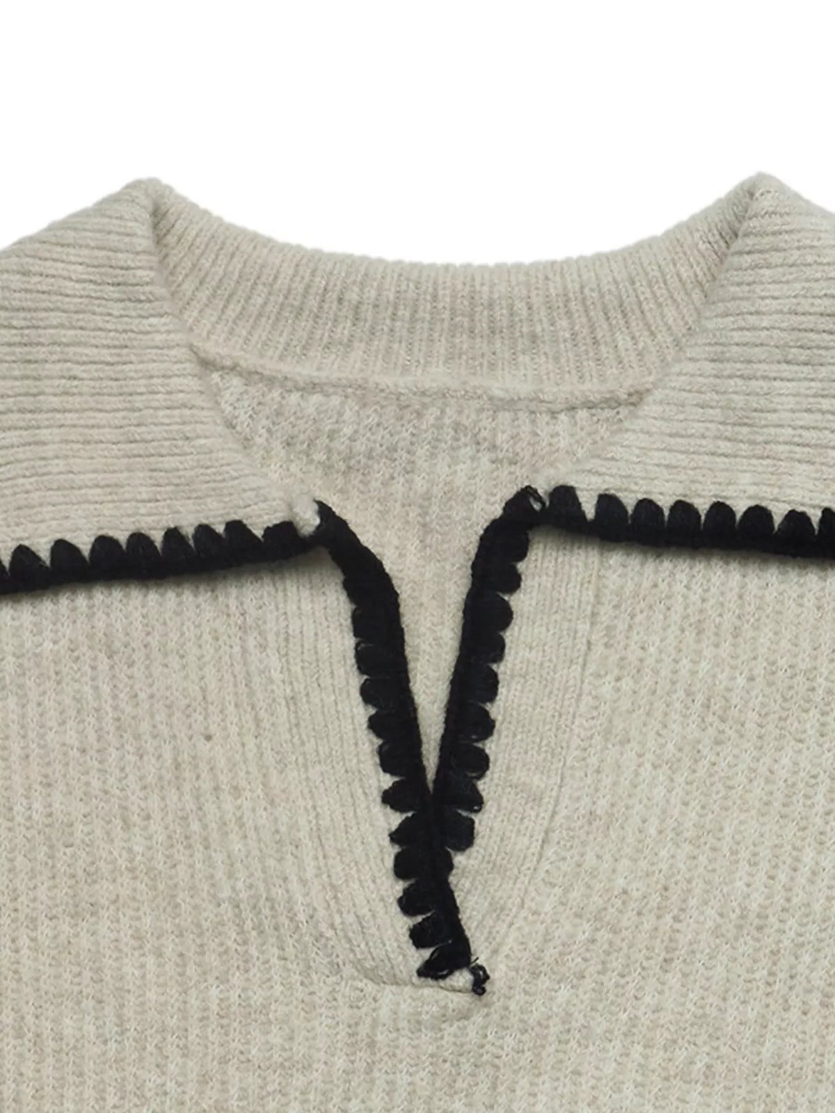 Contrast Trim Dropped Shoulder Sweater