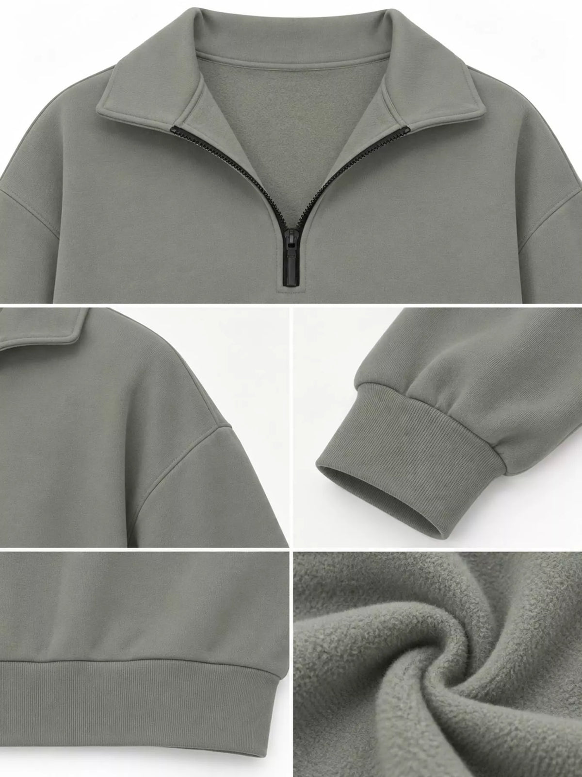 Full Size Quarter-Zip Dropped Shoulder Sweatshirt Plus Size
