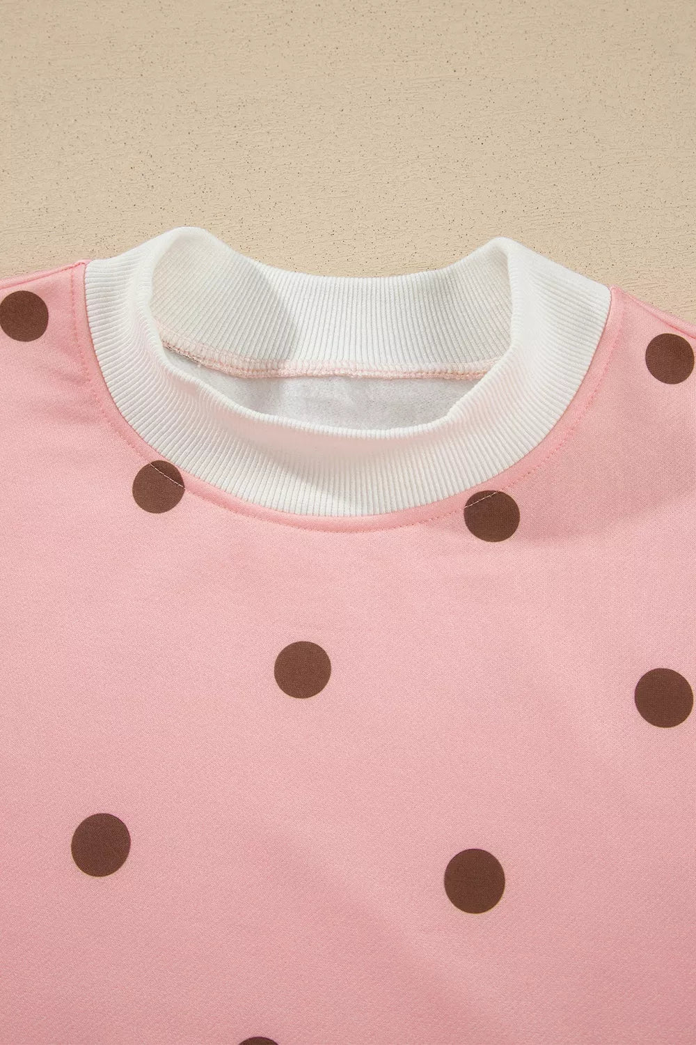 Polka Dot Long Sleeve Sweatshirt and Shorts Lounge Set
