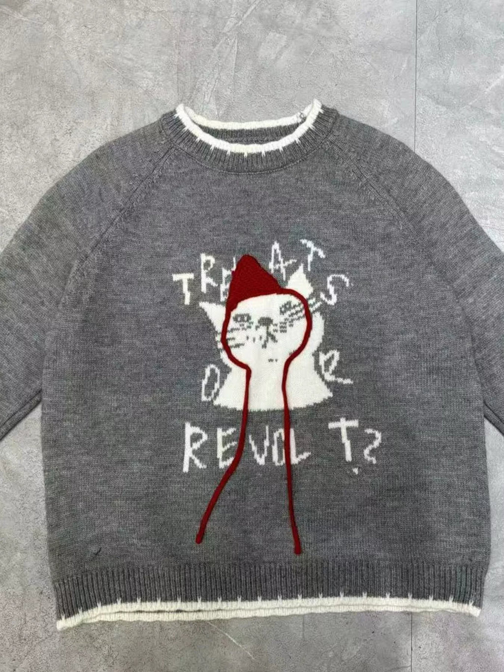 Cat Raglan Sleeve Sweater