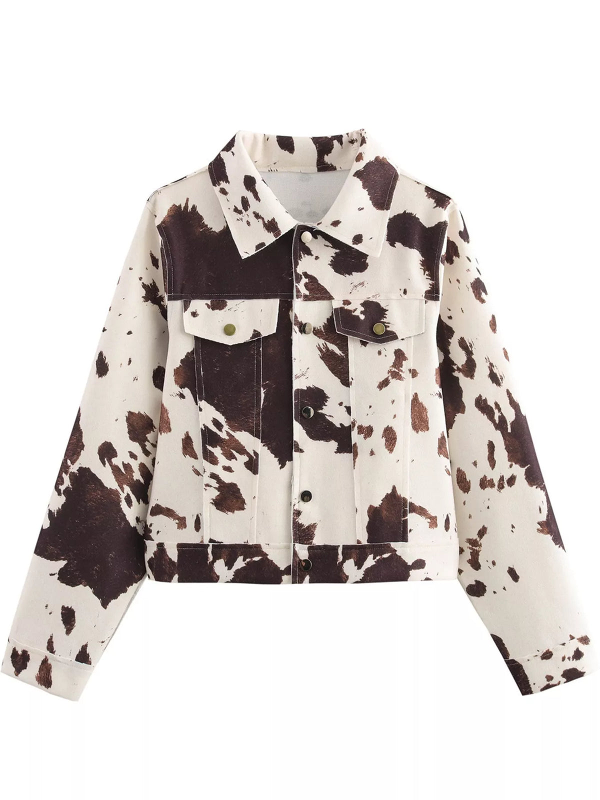 Cow Print Button Up Jacket