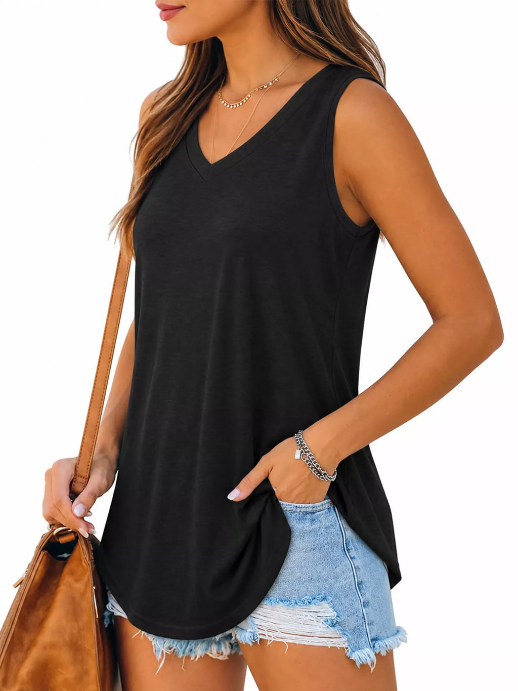 V-Neck Casual Loose Fit Tank Top