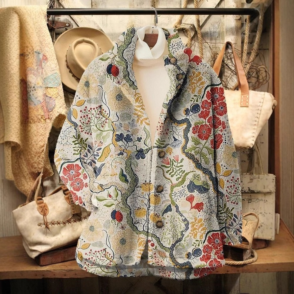 3D Pattern Flannel Coat Winter Women's Clothing