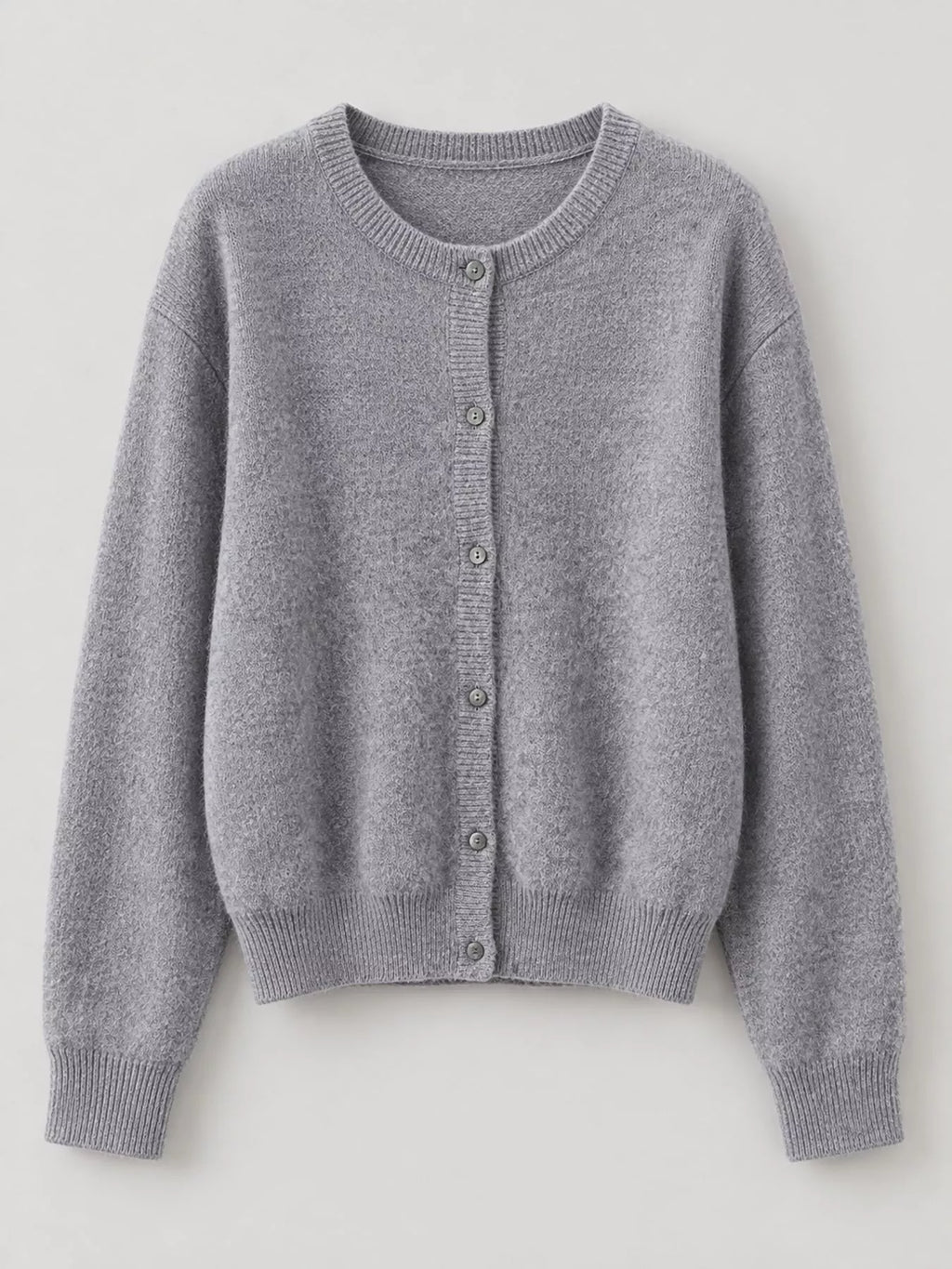 Crew Neck Button-Down Knit Cardigan
