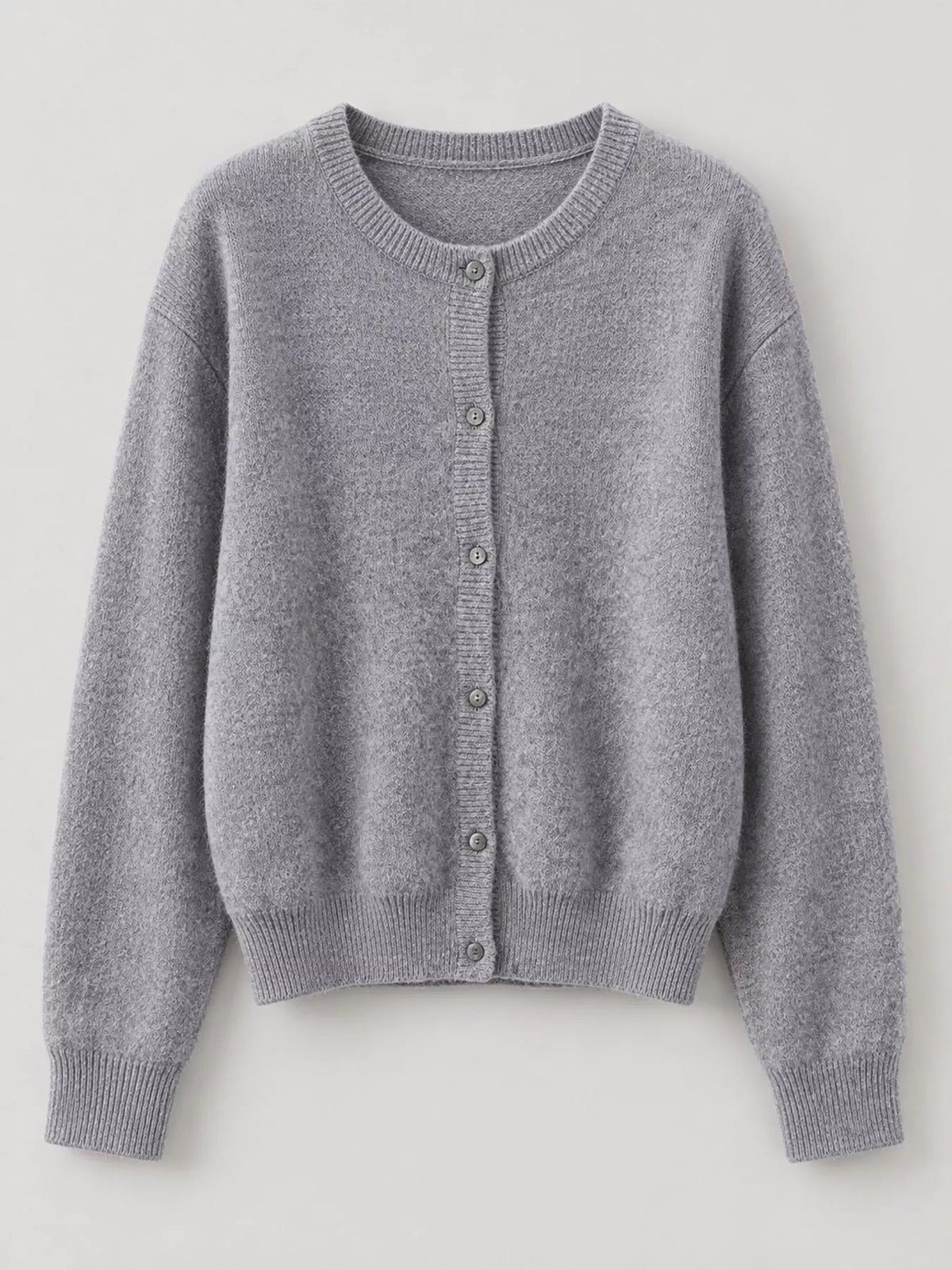 Crew Neck Button-Down Knit Cardigan