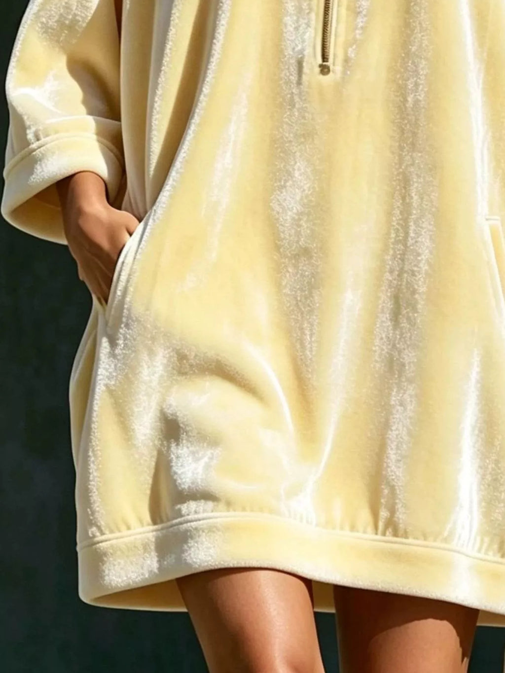 Full Size Half-Zip 3/4 Sleeve Hoodie Dress Plus Size