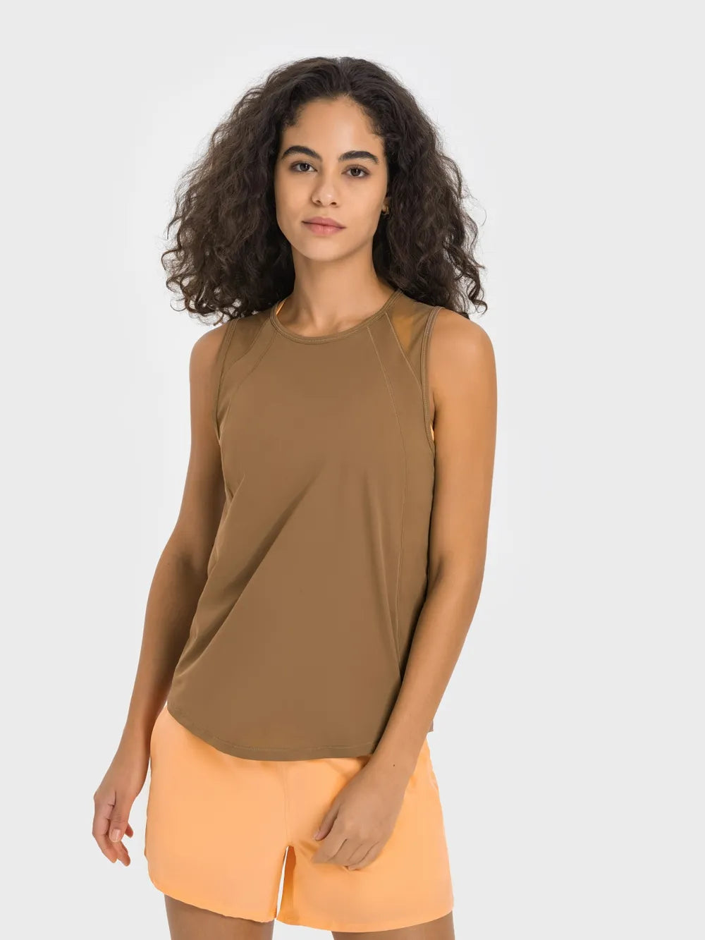 Cutout Back Round Neck Active Tank Top