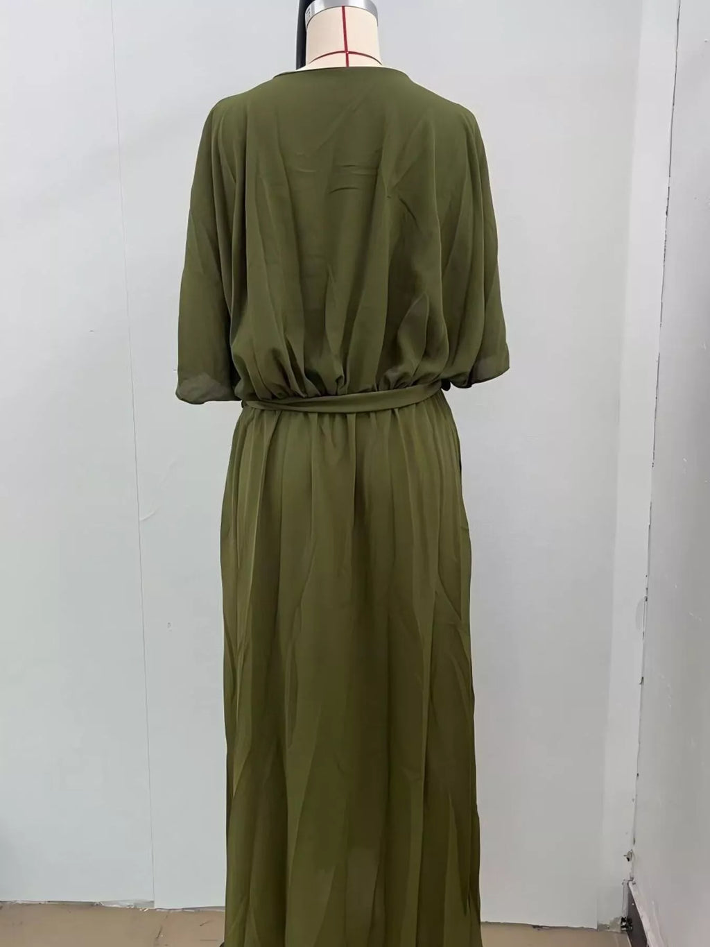 Full Size Chiffon Wrap Dress with Flutter Sleeves Plus Size