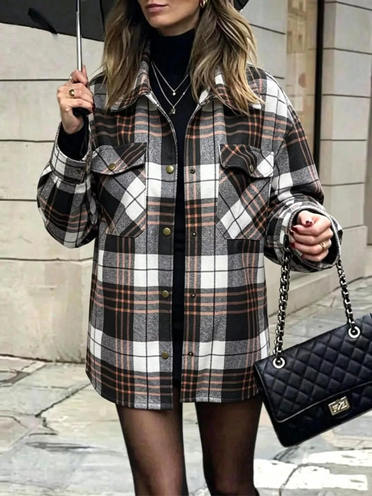 Plaid Snap Down Shacket