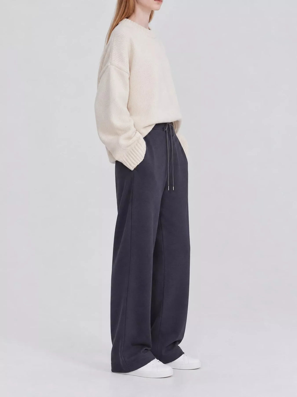 Round Neck Dropped Shoulder Sweater