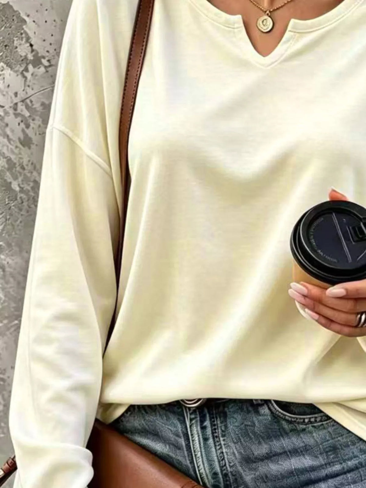 Full Size Solid Color Long Sleeve Loose T-Shirt Plus Size