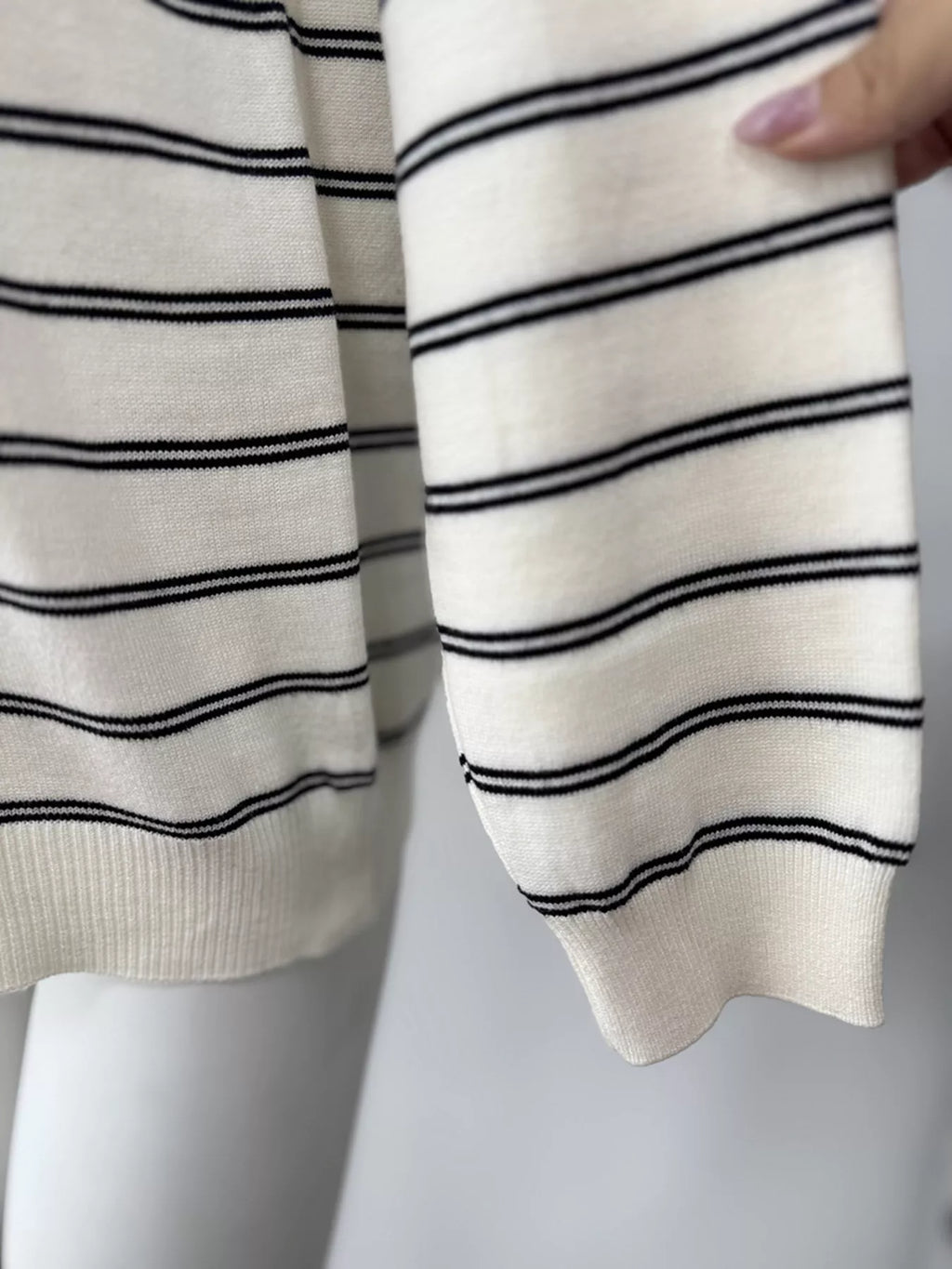 Classic Striped Crewneck Knit Top with Layered Sweater Detail