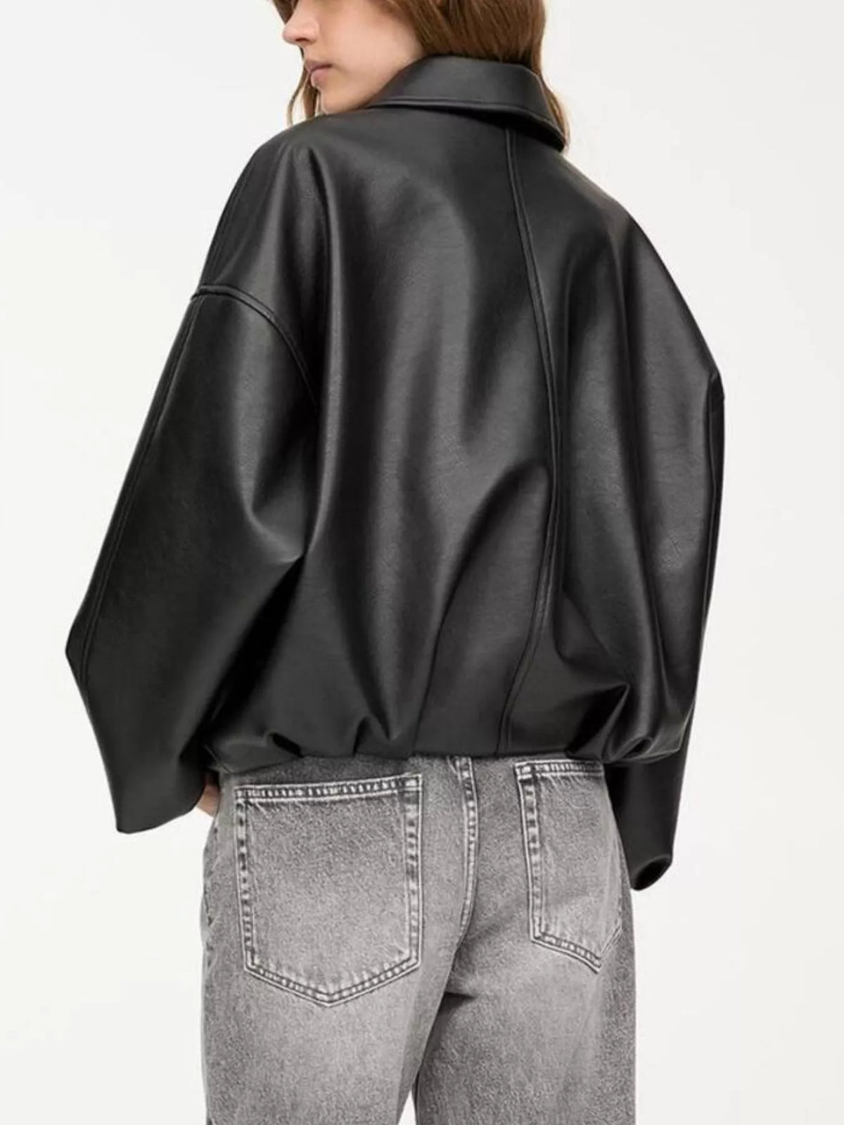 Faux Leather Zip Up Jacket