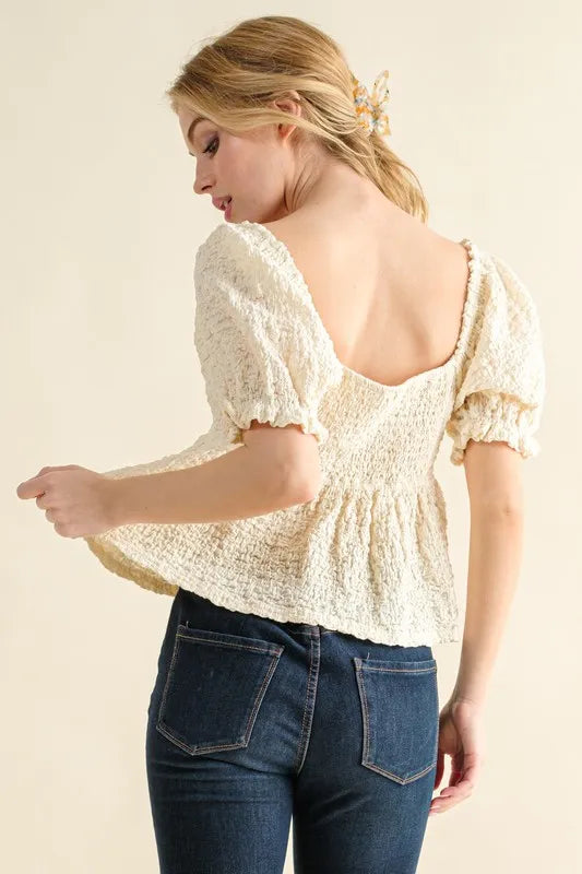 And The Why Lovely Textured and Smocked Top