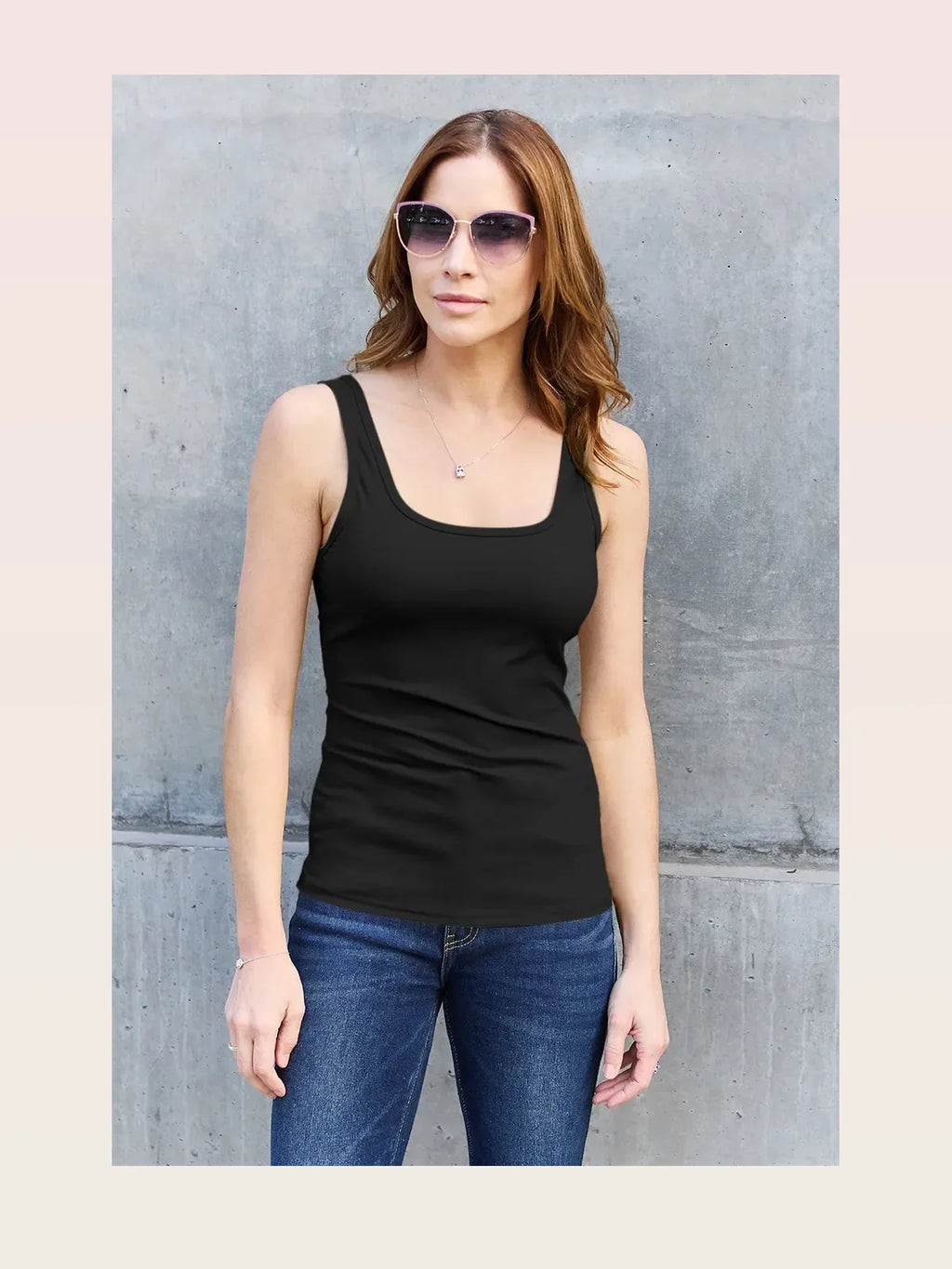 Square Neck Wide Strap Tank Top